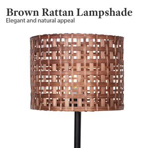 Rattan Desk Lamp with Black Marble Base | Natural, Contemporary Design