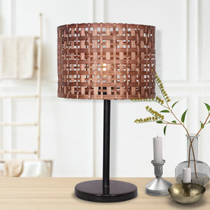 Rattan Desk Lamp with Black Marble Base | Natural, Contemporary Design