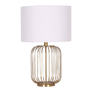 Rose Gold Table Lamp | Linen Drum Shade