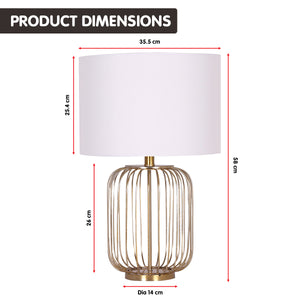 Rose Gold Table Lamp | Linen Drum Shade