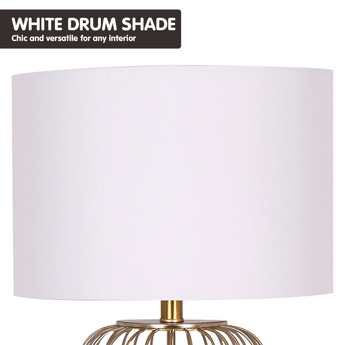Rose Gold Table Lamp | Linen Drum Shade