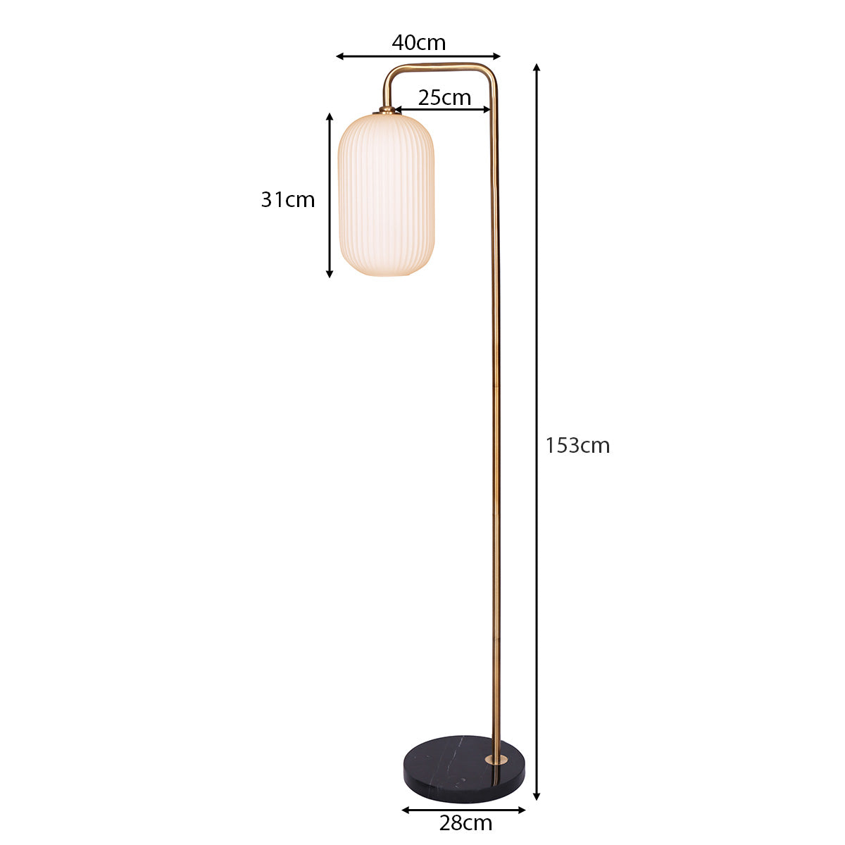 Metal Floor Lamp with Opal Glass Shade | Contemporary Lighting