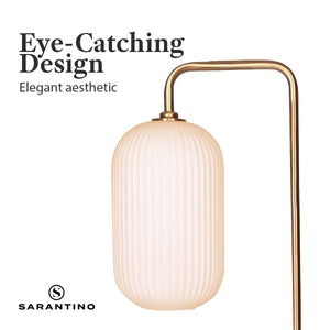 Metal Floor Lamp with Opal Glass Shade | Contemporary Lighting