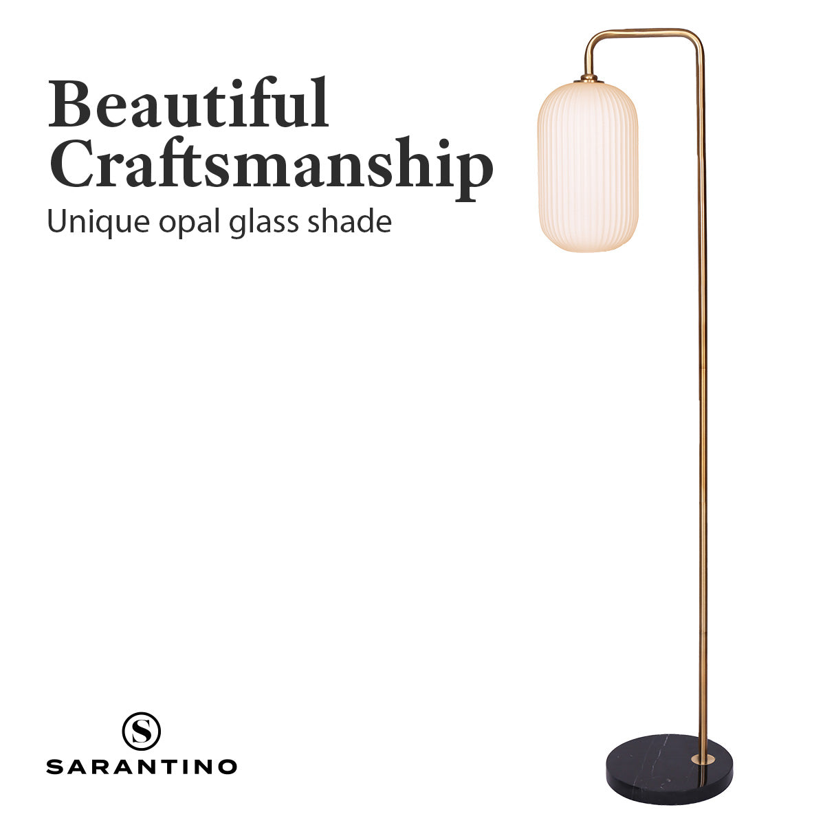 Metal Floor Lamp with Opal Glass Shade | Contemporary Lighting