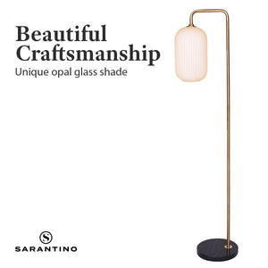 Metal Floor Lamp with Opal Glass Shade | Contemporary Lighting