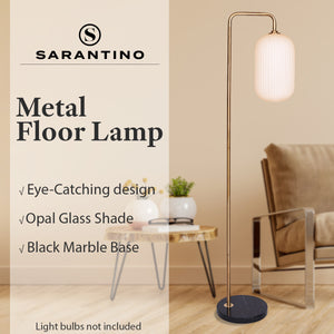 Metal Floor Lamp with Opal Glass Shade | Contemporary Lighting