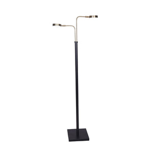 LED Metal Floor Lamp with 2 Lights | Brushed Gold and Black Finish