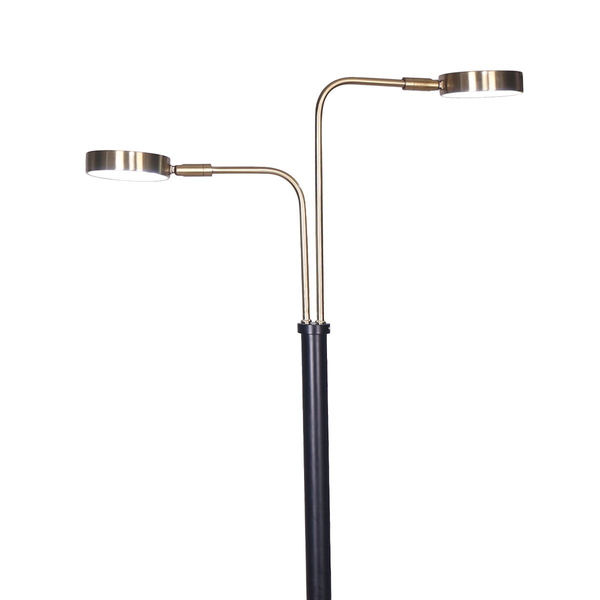 LED Metal Floor Lamp with 2 Lights | Brushed Gold and Black Finish