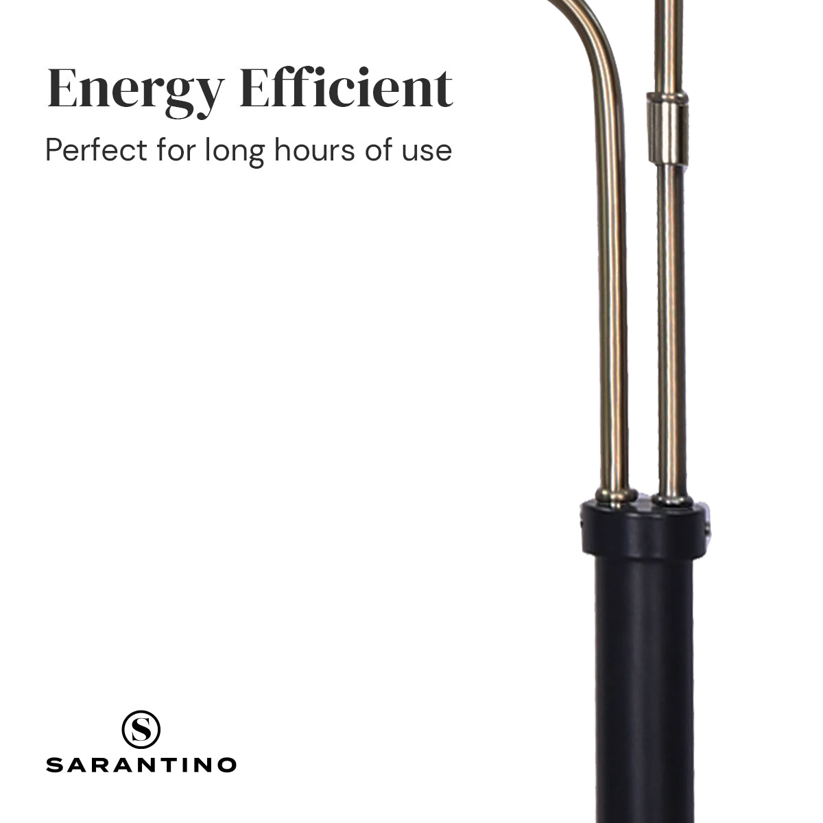LED Metal Floor Lamp with 2 Lights | Brushed Gold and Black Finish