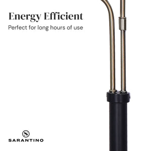 LED Metal Floor Lamp with 2 Lights | Brushed Gold and Black Finish