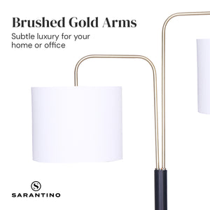 Black/Brass Finish Reading Light | Electric Table Lamp with Adjustable Arm