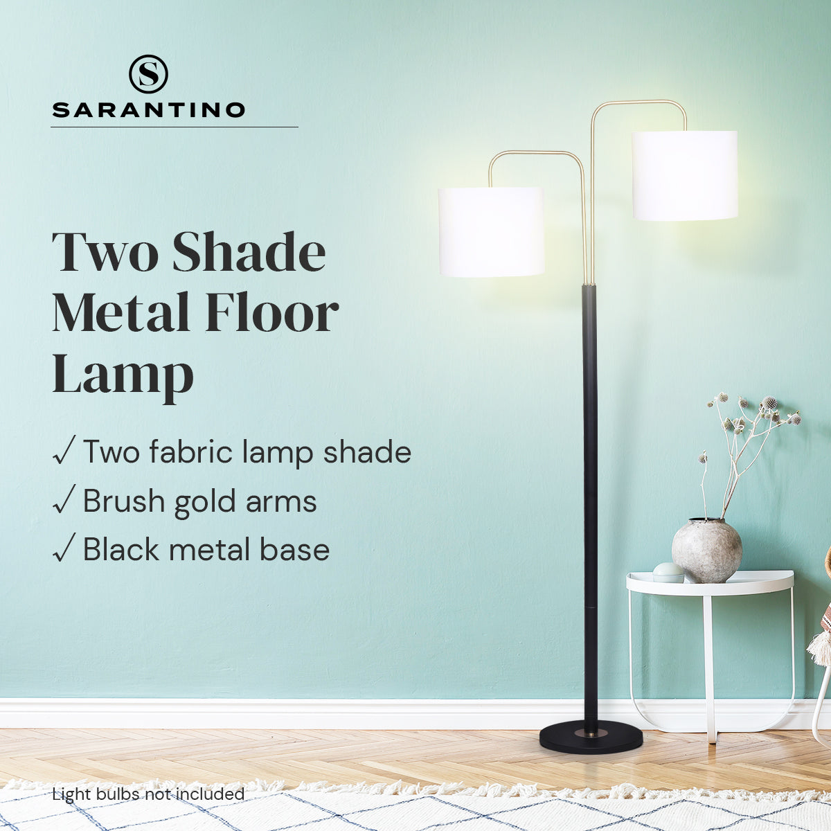 Black/Brass Finish Reading Light | Electric Table Lamp with Adjustable Arm