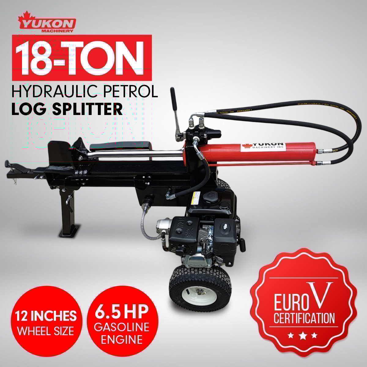 Yukon Log Splitter | Petrol | 18 Ton Hydraulic Ram | Firewood Chopper