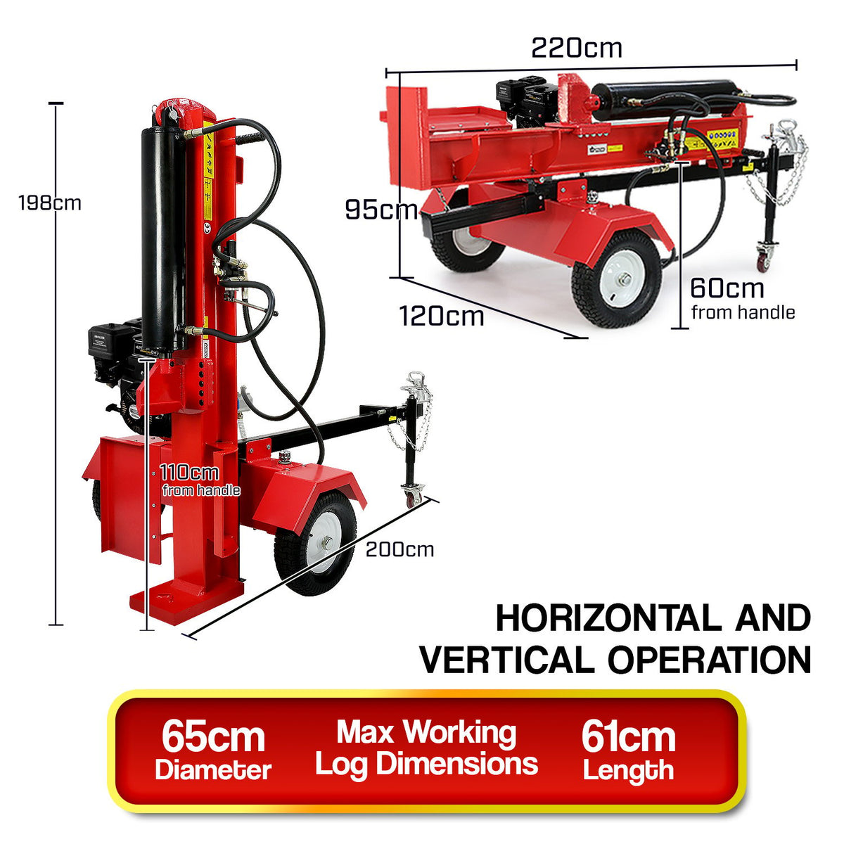 Yukon Log Splitter | 60 Ton Hydraulic | 420cc Petrol Engine | Firewood Cutter