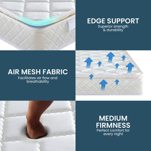 Laura Hill Queen Mattress | Pillow Top Pocket Spring | High Density Foam | 22cm