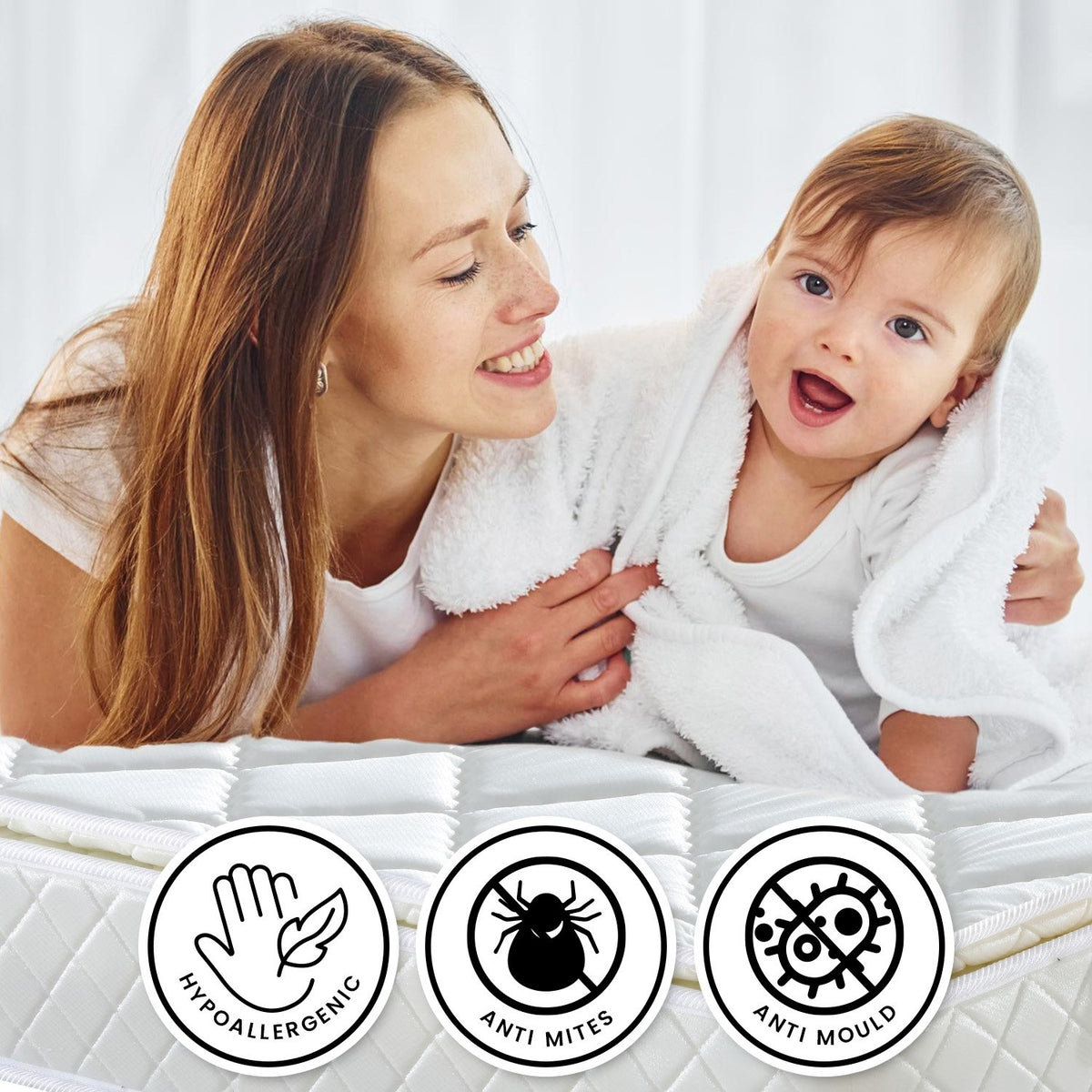 Laura Hill Queen Mattress | Pillow Top Pocket Spring | High Density Foam | 22cm