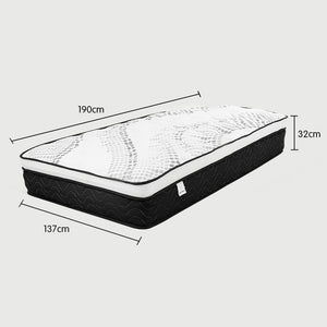 Laura Hill Double Mattress | Euro Top | 5 Zone Spring Foam | 32cm | Topper
