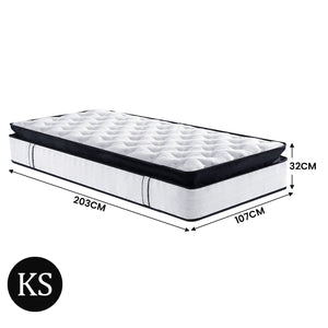 Laura Hill King Single Mattress | Euro Top | 5 Zone Spring Foam | 32cm