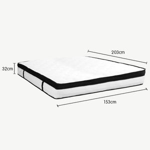 Laura Hill Queen Mattress | Euro Top | 5 Zone Spring Foam | 32cm | Bedding Pocket