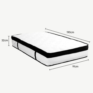 Laura Hill Single Mattress | Euro Top | 5 Zone Spring Foam | 32cm