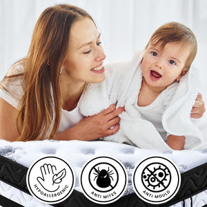 Laura Hill King Mattress | Euro Top | 5 Zone Spring Foam | 34cm | Bedding