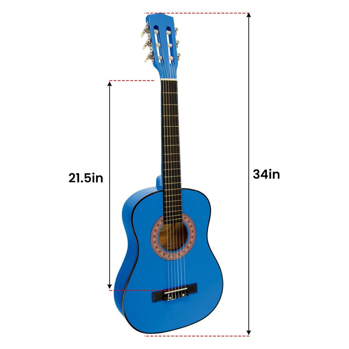Karrera 34in Acoustic Children's No-Cut Guitar | Blue | Beginner Music Instrument