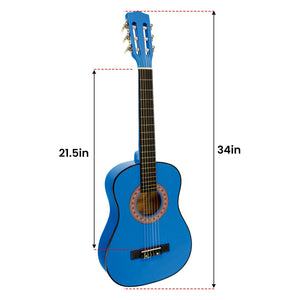 Karrera 34in Acoustic Children's No-Cut Guitar | Blue | Beginner Music Instrument