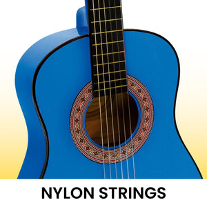 Karrera 34in Acoustic Children's No-Cut Guitar | Blue | Beginner Music Instrument