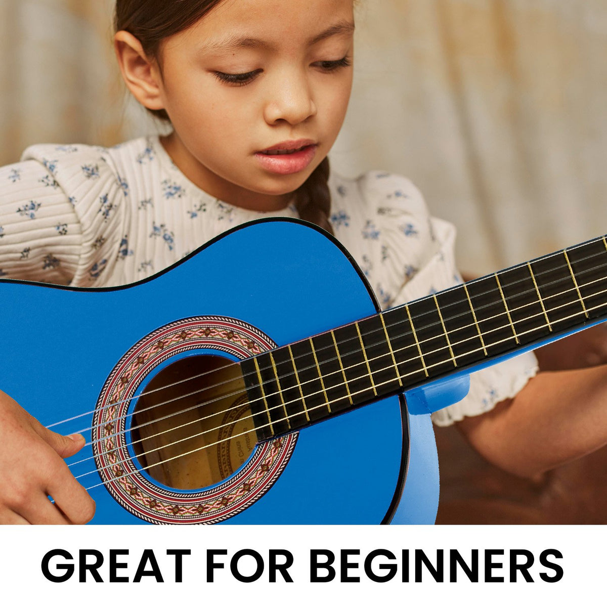 Karrera 34in Acoustic Children's No-Cut Guitar | Blue | Beginner Music Instrument