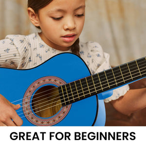 Karrera 34in Acoustic Children's No-Cut Guitar | Blue | Beginner Music Instrument