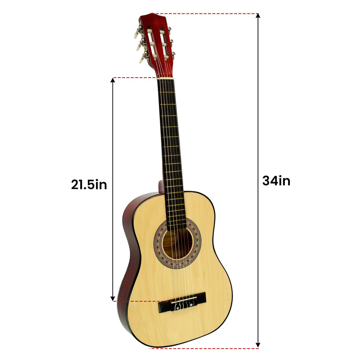 Karrera Children's Guitar | Wooden 34in Acoustic | Natural | Great for Beginners