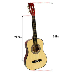 Karrera Children's Guitar | Wooden 34in Acoustic | Natural | Great for Beginners