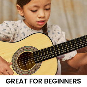 Karrera Children's Guitar | Wooden 34in Acoustic | Natural | Great for Beginners