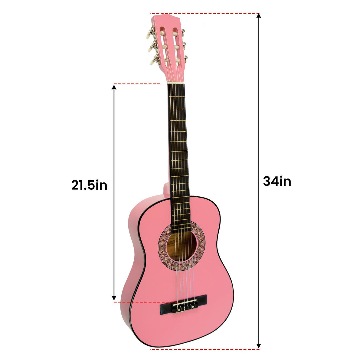 Karrera 34in Acoustic Wooden Children's Guitar | Pink | Beginner Kids Guitar