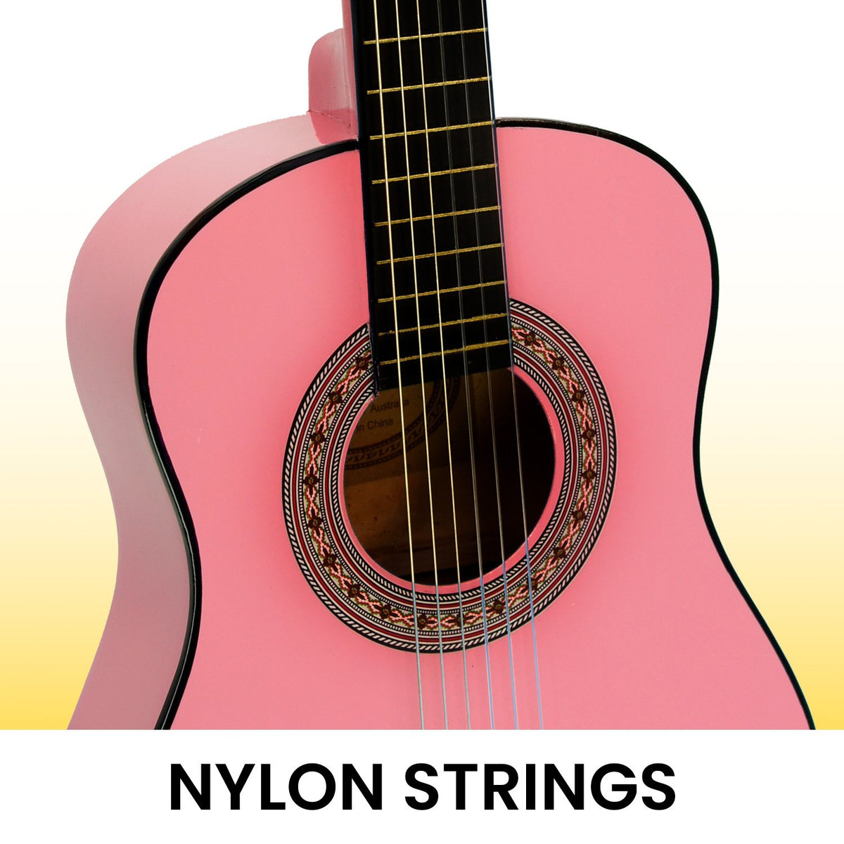 Karrera 34in Acoustic Wooden Children's Guitar | Pink | Beginner Kids Guitar