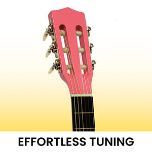 Karrera 34in Acoustic Wooden Children's Guitar | Pink | Beginner Kids Guitar
