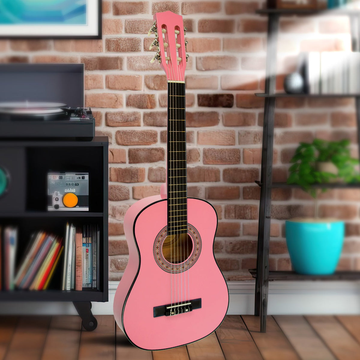 Karrera 34in Acoustic Wooden Children's Guitar | Pink | Beginner Kids Guitar
