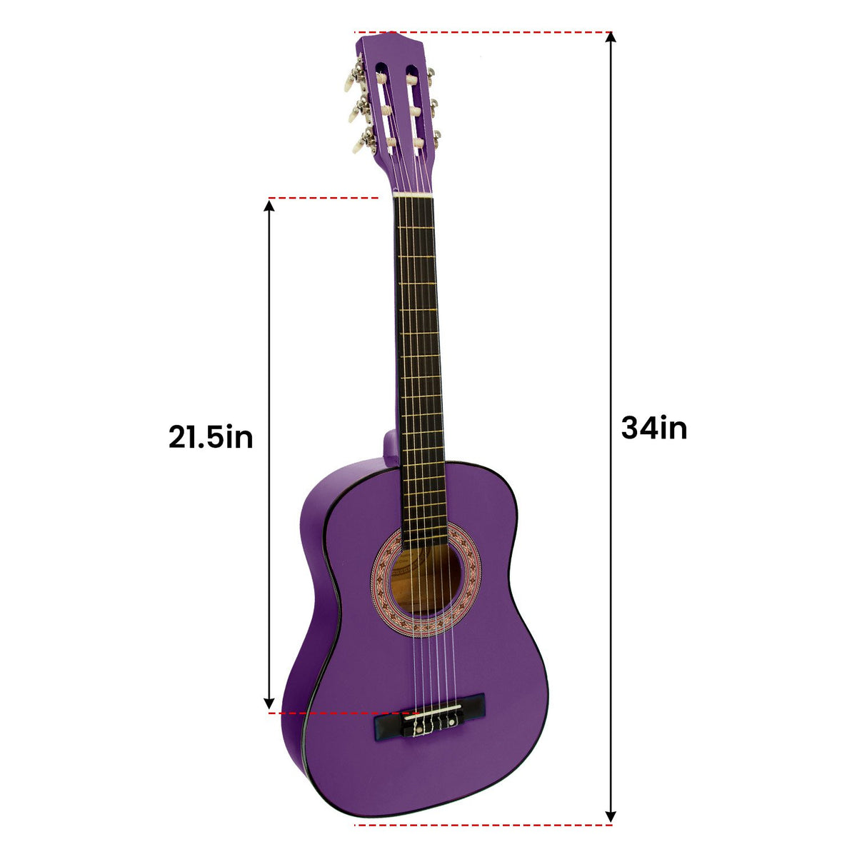 Karrera 34in Acoustic Children's No-Cut Guitar | Purple | Wooden Music Instrument