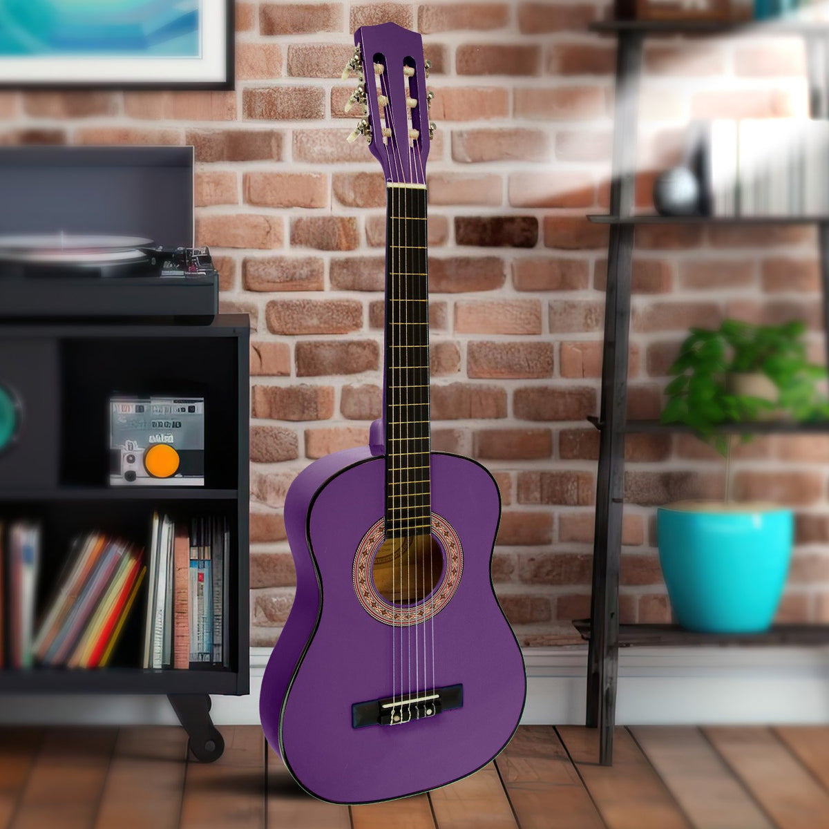 Karrera 34in Acoustic Children's No-Cut Guitar | Purple | Wooden Music Instrument