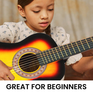 Karrera 34in Acoustic Wooden Children's Guitar | Sunburst | Beginner-Friendly Instrument