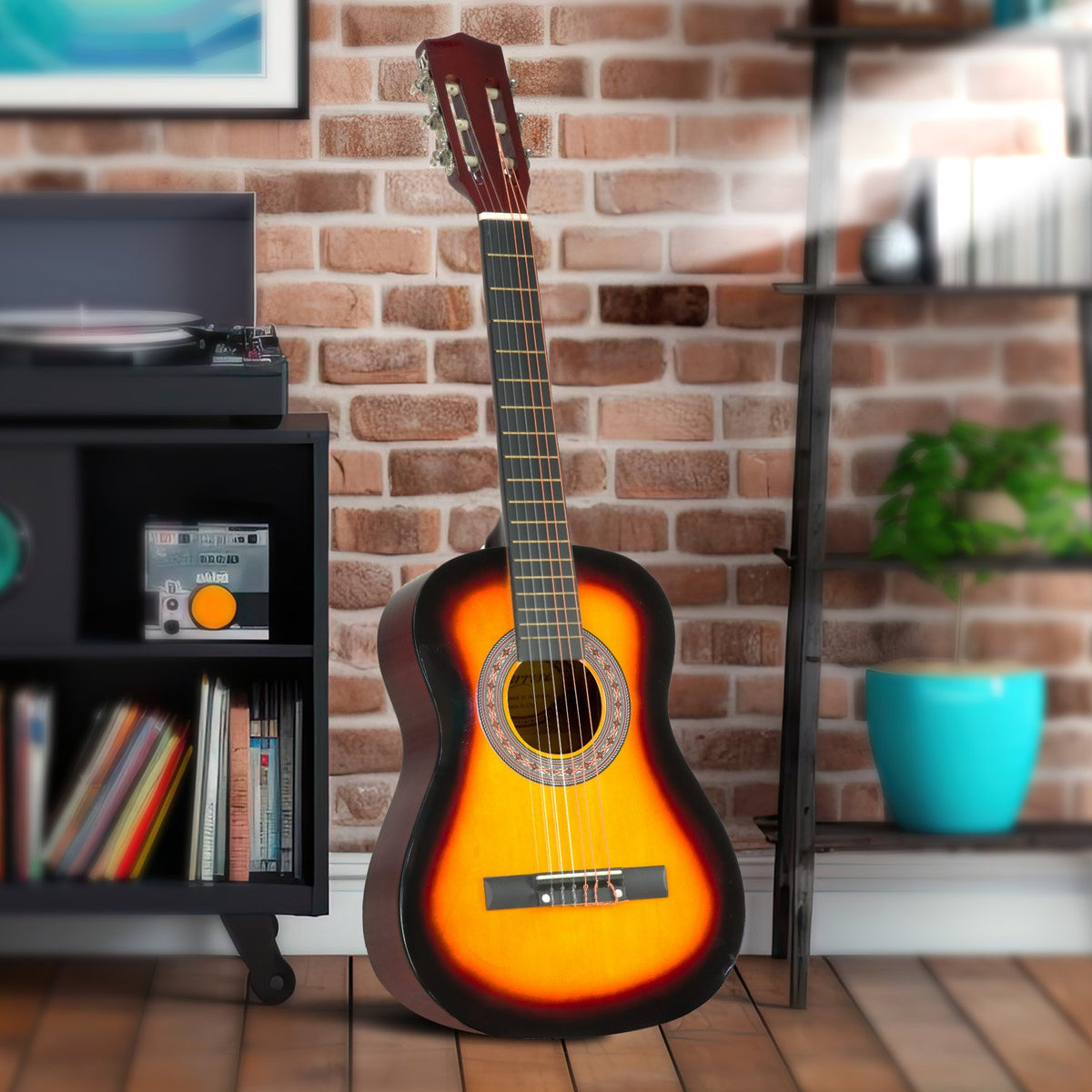 Karrera 34in Acoustic Wooden Children's Guitar | Sunburst | Beginner-Friendly Instrument