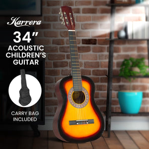 Karrera 34in Acoustic Wooden Children's Guitar | Sunburst | Beginner-Friendly Instrument