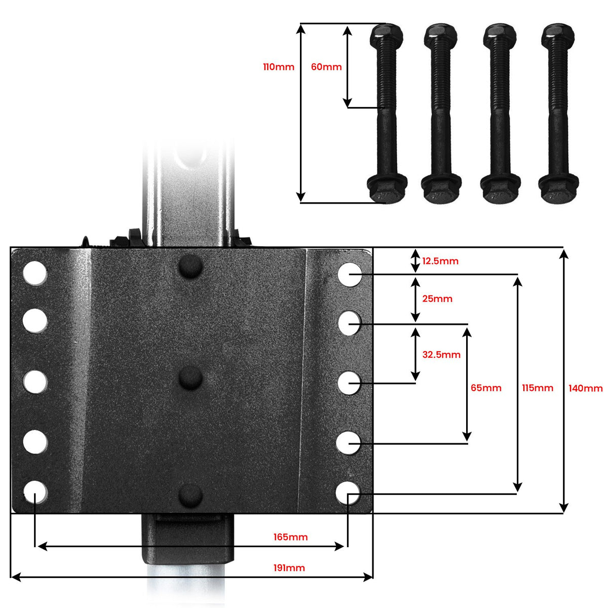 Mini Mover Gen3 12V 550W Electric Motorised Jockey Wheel | Black