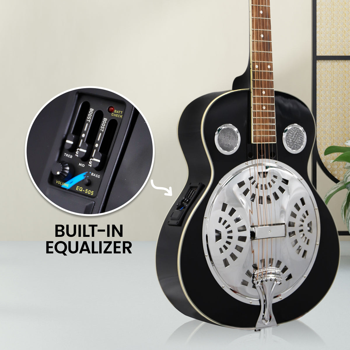 Karrera 40in Resonator Guitar | Black | Classic Acoustic Instrument