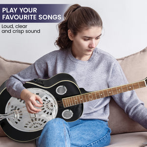 Karrera 40in Resonator Guitar | Black | Classic Acoustic Instrument