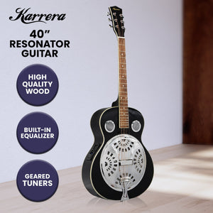 Karrera 40in Resonator Guitar | Black | Classic Acoustic Instrument