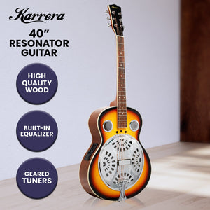 Karrera 40in Resonator Guitar | Sunburst | Classic Acoustic Guitar