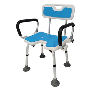 Orthonica Height Adjustable Aluminium Shower Chair | Adjustable Armrests