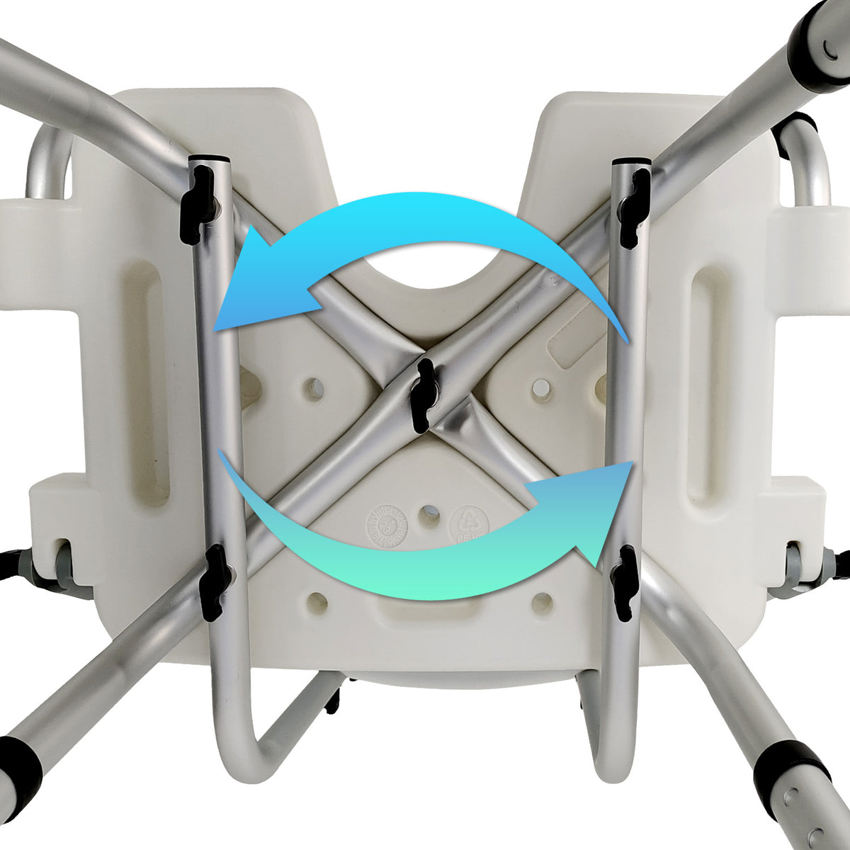 Orthonica Height Adjustable Aluminium Shower Chair | Adjustable Armrests