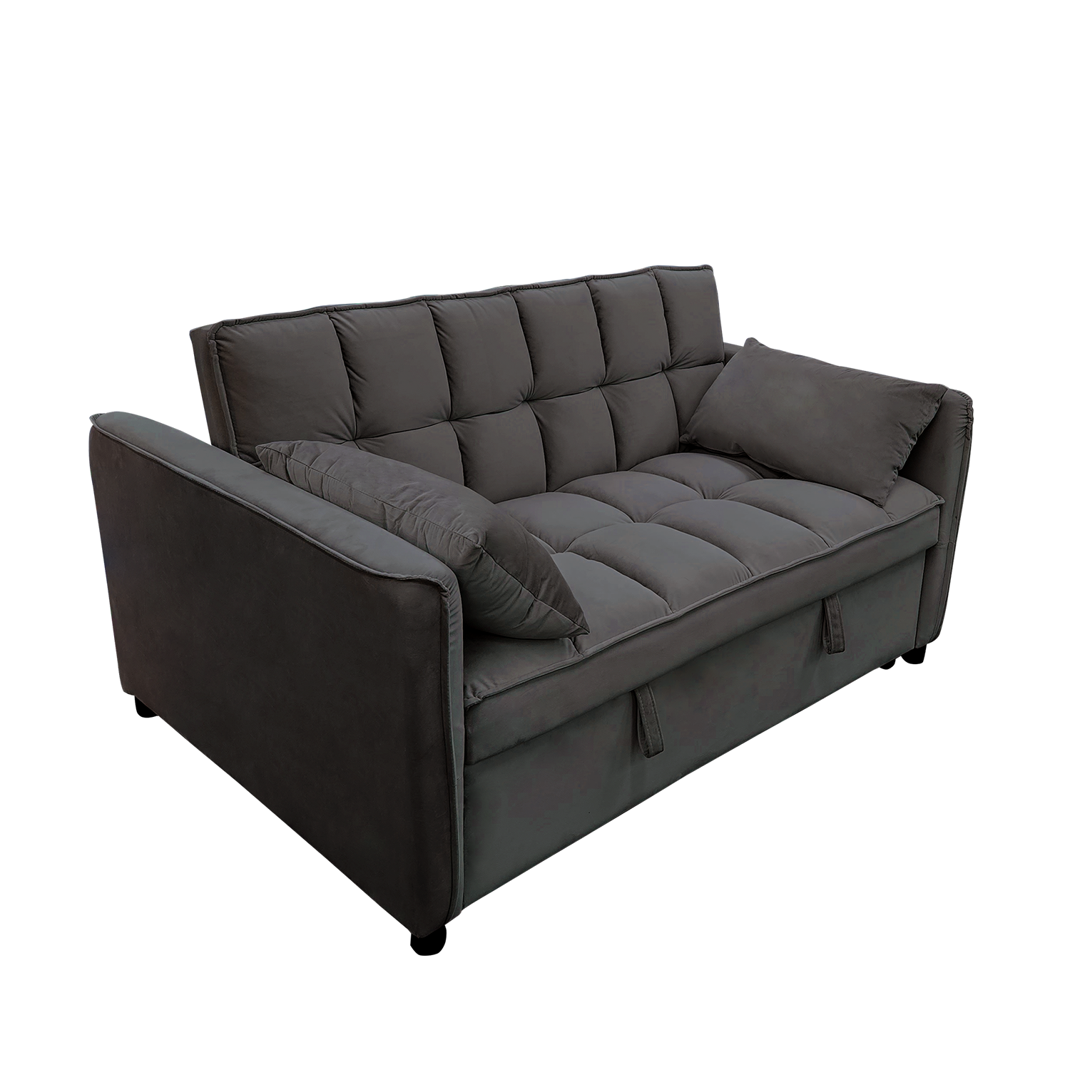 Sarantino Quincy 2-Seater Velvet Sofa Bed | Dark Grey | Wooden Frame & Tufted Design